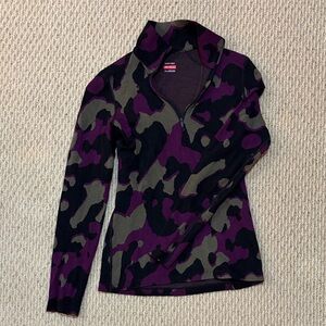 Icebreaker Purple and Black Camouflage Long Sleeve Top